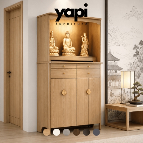 Tủ Thờ Phòng Khách Hiện Đại Tích Hợp Đèn LED Và Hộc Tủ Đa Năng 120x48x190cm Yapi-1213