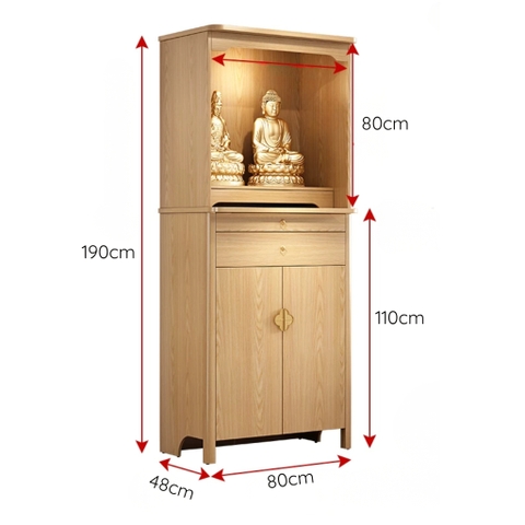 Tủ Thờ Phòng Khách Hiện Đại Tích Hợp Đèn LED Và Hộc Tủ Đa Năng 120x48x190cm Yapi-1213