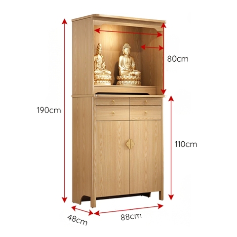 Tủ Thờ Phòng Khách Hiện Đại Tích Hợp Đèn LED Và Hộc Tủ Đa Năng 120x48x190cm Yapi-1213