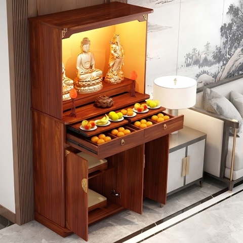 Tủ Thờ Hiện Đại Kèm Đèn LED Và Ngăn Kéo 120x48x190cm Yapi-1214