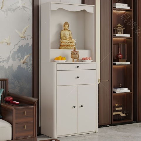 Tủ Thờ Bo Cong Góc Có Ngăn Kéo Phối Màu Hiện Đại Cho Phòng Khách 80x40x196cm Yapi-1222