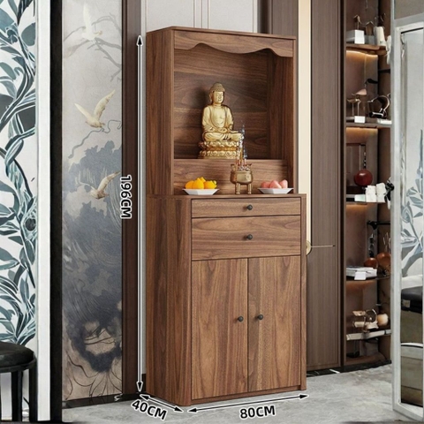 Tủ Thờ Bo Cong Góc Có Ngăn Kéo Phối Màu Hiện Đại Cho Phòng Khách 80x40x196cm Yapi-1222