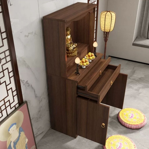 Tủ Thờ Đứng Tích Hợp Ngăn Kéo Đa Năng Cho Phòng Khách 80x45x180cm Yapi-1218
