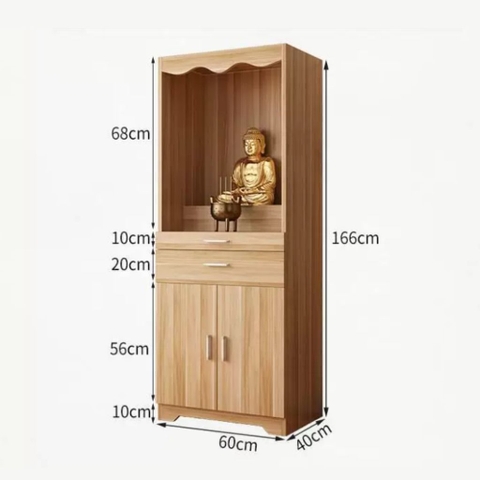 Tủ Thờ Nhỏ Gọn Tối Giản Tích Hợp Ngăn Kéo Và Tủ Lưu Trữ 60x40x166cm Yapi-1219
