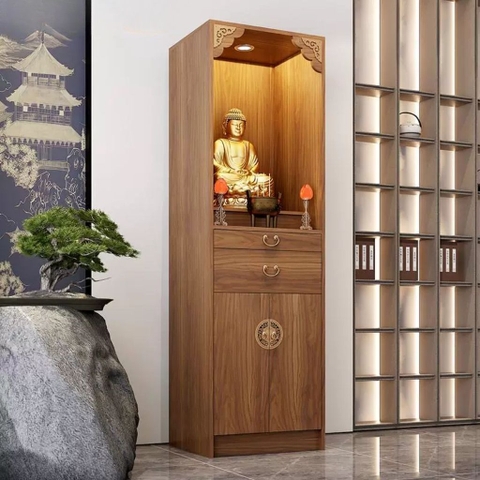 Tủ Thờ Đứng Tích Hợp Đèn LED, Ngăn Kéo Và Tủ Lưu Trữ 80x48x198cm Yapi-1220