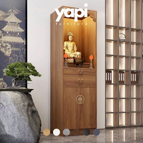 Tủ Thờ Đứng Tích Hợp Đèn LED, Ngăn Kéo Và Tủ Lưu Trữ 80x48x198cm Yapi-1220