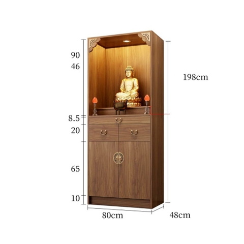 Tủ Thờ Đứng Tích Hợp Đèn LED, Ngăn Kéo Và Tủ Lưu Trữ 80x48x198cm Yapi-1220