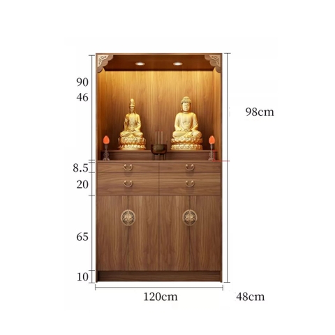 Tủ Thờ Đứng Tích Hợp Đèn LED, Ngăn Kéo Và Tủ Lưu Trữ 80x48x198cm Yapi-1220