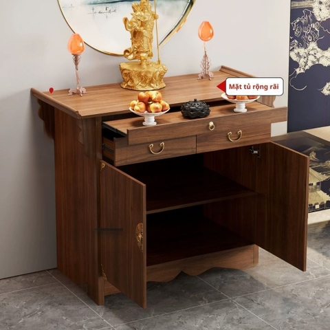 Tủ Thờ Dáng Thấp Kèm Hoa Văn Và Phụ Kiện Mạ Vàng 175x48x108cm Yapi-1221