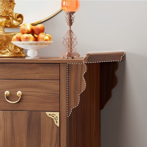 Tủ Thờ Dáng Thấp Kèm Hoa Văn Và Phụ Kiện Mạ Vàng 175x48x108cm Yapi-1221