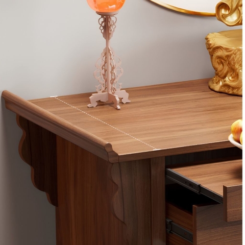 Tủ Thờ Dáng Thấp Kèm Hoa Văn Và Phụ Kiện Mạ Vàng 175x48x108cm Yapi-1221