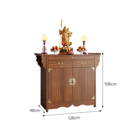 Tủ Thờ Dáng Thấp Kèm Hoa Văn Và Phụ Kiện Mạ Vàng 175x48x108cm Yapi-1221