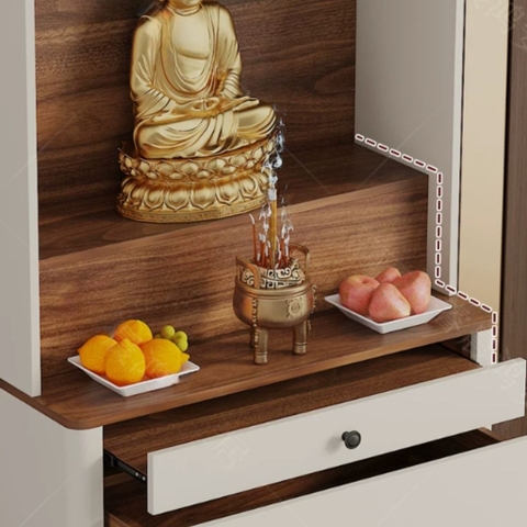 Tủ Thờ Bo Cong Góc Có Ngăn Kéo Phối Màu Hiện Đại Cho Phòng Khách 80x40x196cm Yapi-1222