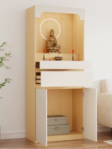 Tủ Thờ Dáng Cao Kèm Ngăn Kéo Và Tủ Lưu Trữ Hiện Đại 80x40x198cm Yapi-1223