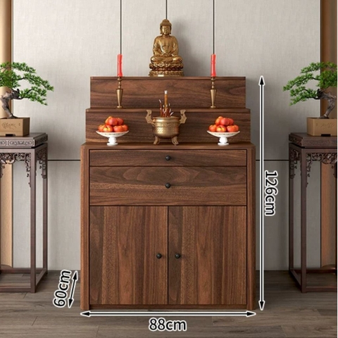Tủ Thờ Tam Cấp Bo Cong Góc Hiện Đại Có Ngăn Kéo 118x60x126cm Yapi-1225
