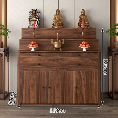 Tủ Thờ Tam Cấp Bo Cong Góc Hiện Đại Có Ngăn Kéo 118x60x126cm Yapi-1225