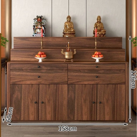 Tủ Thờ Tam Cấp Bo Cong Góc Hiện Đại Có Ngăn Kéo 118x60x126cm Yapi-1225