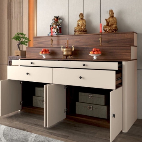 Tủ Thờ Tam Cấp Bo Cong Góc Hiện Đại Có Ngăn Kéo 180x60x126cm Yapi-1226