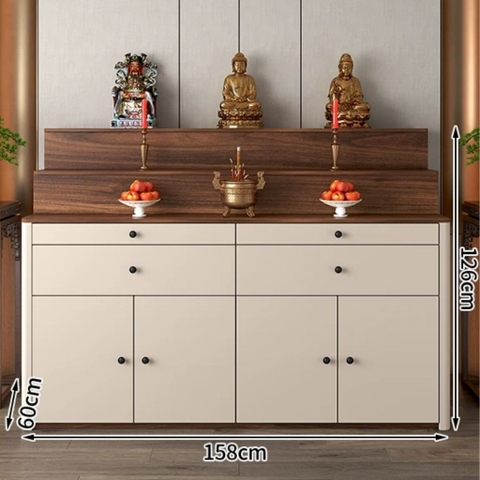 Tủ Thờ Tam Cấp Bo Cong Góc Hiện Đại Có Ngăn Kéo 180x60x126cm Yapi-1226