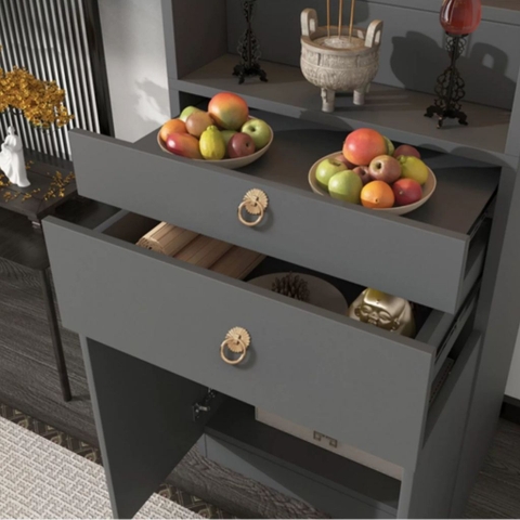 Tủ Thờ Dáng Cao Nhiều Ngăn Kéo Kèm Đèn LED 80x40x166cm Yapi-1227