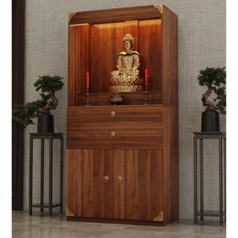 Tủ Thờ Dáng Cao Nhiều Ngăn Kéo Kèm Đèn LED 80x40x166cm Yapi-1227
