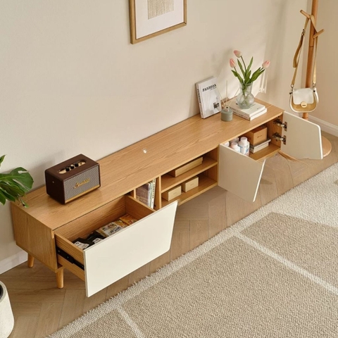 Combo Tủ Kệ Tivi Bàn Trà Gỗ Hiện Đại Cánh Mở Trang Trí Phòng Khách 180x36x42cm Yapi-925