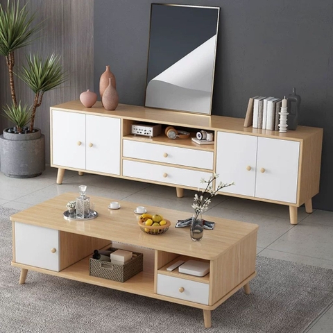 Bàn Trà Sofa Chân Gỗ Có Ngăn Kéo Phong Cách Hiện Đại Yapi-703