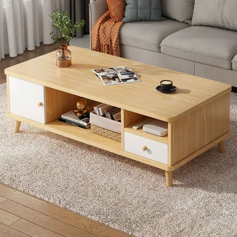 Bàn Trà Sofa Chân Gỗ Có Ngăn Kéo Phong Cách Hiện Đại Yapi-703