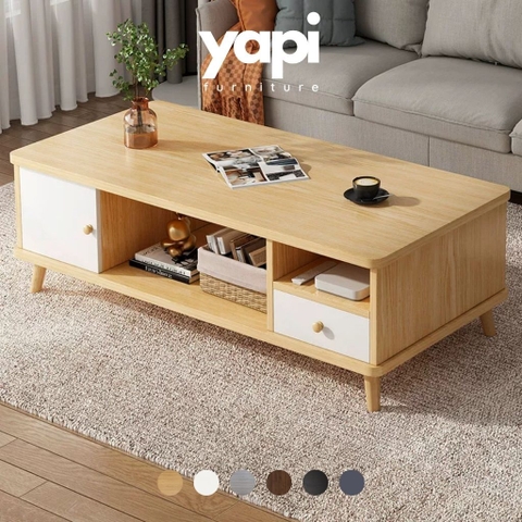 Bàn Trà Sofa Chân Gỗ Có Ngăn Kéo Phong Cách Hiện Đại Yapi-703