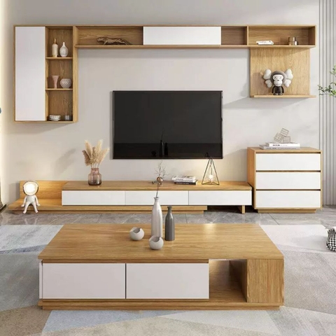Combo Kệ Tivi Bàn Trà Hiện Đại Kèm Tủ Trang Trí Đa Năng 200x40x30cm Yapi-708