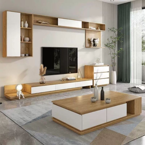 Combo Kệ Tivi Bàn Trà Hiện Đại Kèm Tủ Trang Trí Đa Năng 200x40x30cm Yapi-708