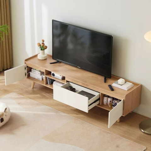 Combo Kệ Tivi Kèm Bàn Sofa Chân Gỗ Cho Phòng Khách 180x35x40cm Yapi-710