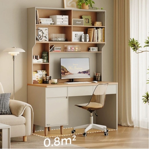 Bàn Học Chân Gỗ Kèm Kệ Sách Và Ngăn Kéo Đa Năng 120x60x200cm Yapi-436