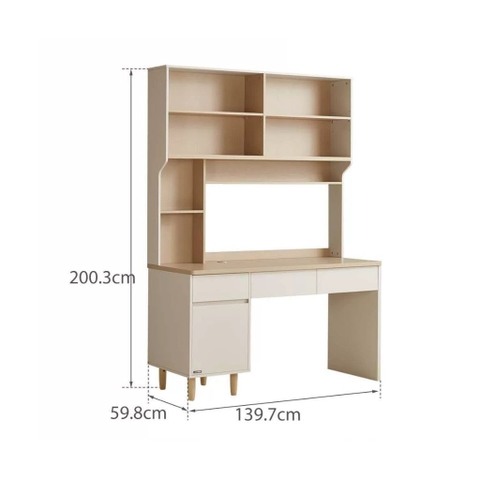 Bàn Học Chân Gỗ Kèm Kệ Sách Và Ngăn Kéo Đa Năng 120x60x200cm Yapi-436