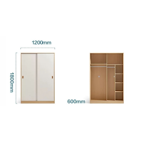 Tủ Quần Áo Cửa Lùa Nhò Gọn Kèm Tủ Nóc Tiện Lợi 120x60x180cm Yapi-272