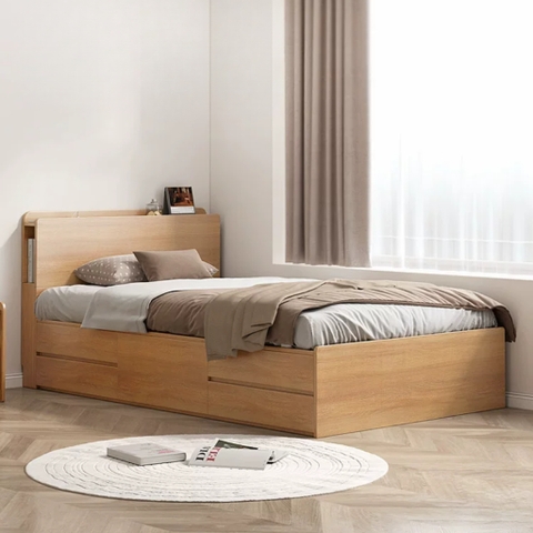 Giường Ngủ Ngăn Kéo Thông Minh, Đầu Giường Có Hộc Tủ Lưu Trữ 1m8x2m Yapi-556