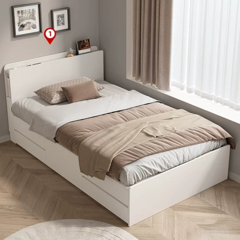 Giường Ngủ Ngăn Kéo Thông Minh, Đầu Giường Có Hộc Tủ Lưu Trữ 1m8x2m Yapi-556