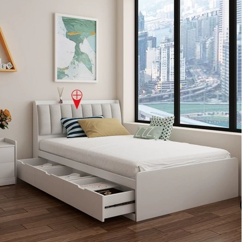 Giường Ngủ Ngăn Kéo Và Ngăn Lật Lưu Trữ, Đầu Giường Bọc Nệm 1m8x2m Yapi-557