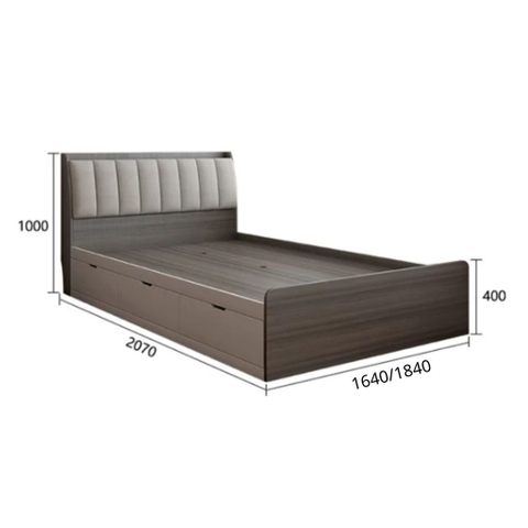 Giường Ngủ Ngăn Kéo Và Ngăn Lật Lưu Trữ, Đầu Giường Bọc Nệm 1m8x2m Yapi-557