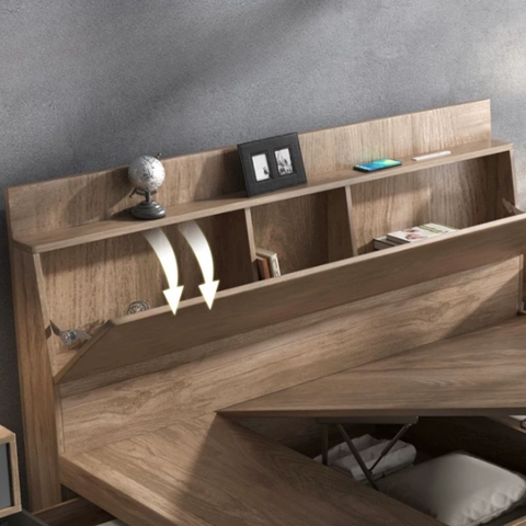 Giường Ngủ Nâng Hạ Có Kệ Đầu Giường, Kèm Ngăn Kéo Đa Năng 1m8x2m Yapi-559