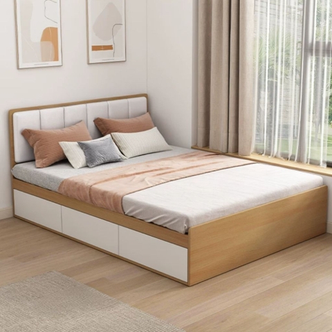 Giường Ngủ Ngăn Kéo Và Ngăn Lật Kèm Đầu Giường Bọc Nệm Hiện Đại 1m8x2m Yapi-560