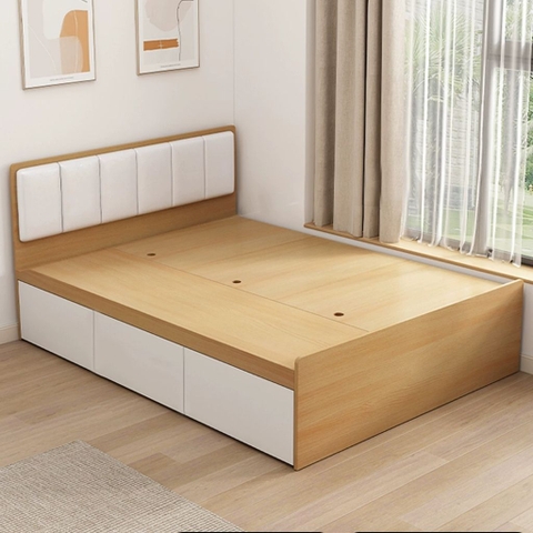 Giường Ngủ Ngăn Kéo Và Ngăn Lật Kèm Đầu Giường Bọc Nệm Hiện Đại 1m8x2m Yapi-560