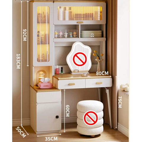 Bàn Trang Điểm Cánh Kính Có Đèn LED Kèm Kệ Trưng Bày Hiện Đại 115x50x183cm Yapi-815