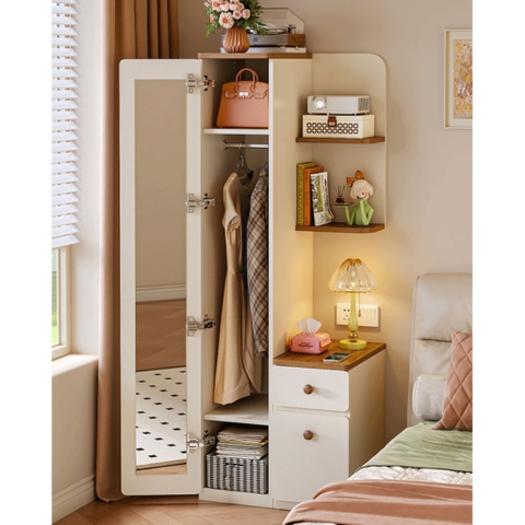 Tủ Góc Để Đồ Đa Năng Có Tủ Đứng, Kệ Trang Trí Và Ngăn Kéo Hiện Đại 80x50x180cm Yapi-187