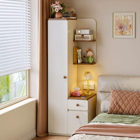 Tủ Góc Để Đồ Đa Năng Có Tủ Đứng, Kệ Trang Trí Và Ngăn Kéo Hiện Đại 80x50x180cm Yapi-187