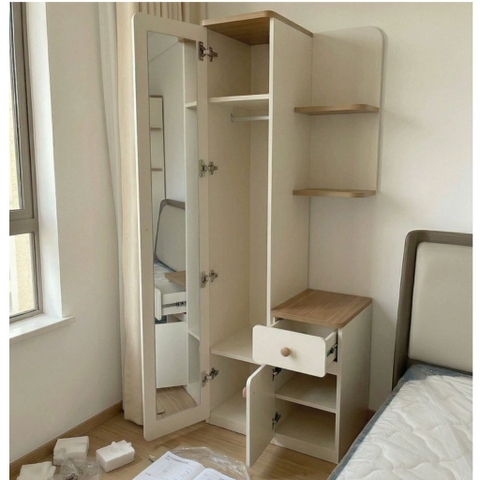 Tủ Góc Để Đồ Đa Năng Có Tủ Đứng, Kệ Trang Trí Và Ngăn Kéo Hiện Đại 80x50x180cm Yapi-187