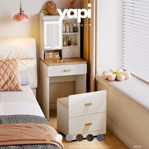 Bàn Trang Điểm Kèm Gương Và Ghế Ngăn Kéo Đa Năng 60x45x139cm Yapi-817