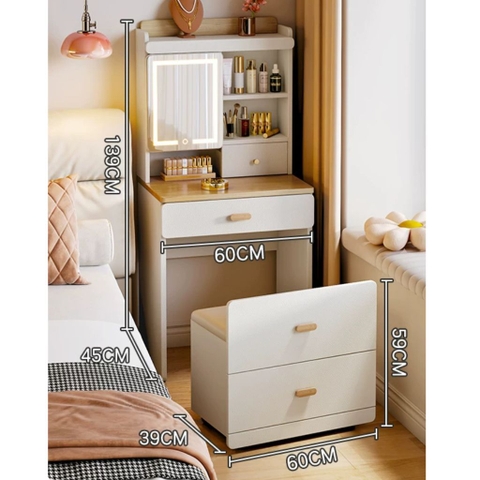 Bàn Trang Điểm Kèm Gương Và Ghế Ngăn Kéo Đa Năng 60x45x139cm Yapi-817