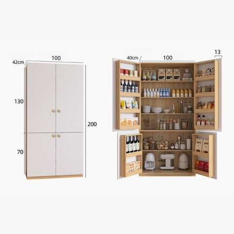 Tủ Để Đồ Đa Năng Cửa Mở Kèm Ngăn Kéo Hiện Đại 100x42x200cm Yapi-185