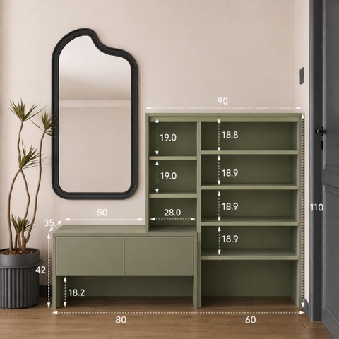 Tủ Giày Kèm Ghế Ngồi Trang Trí Hiện Đại Phối Màu Xanh Trắng 140x35x120cm Yapi-XTG002